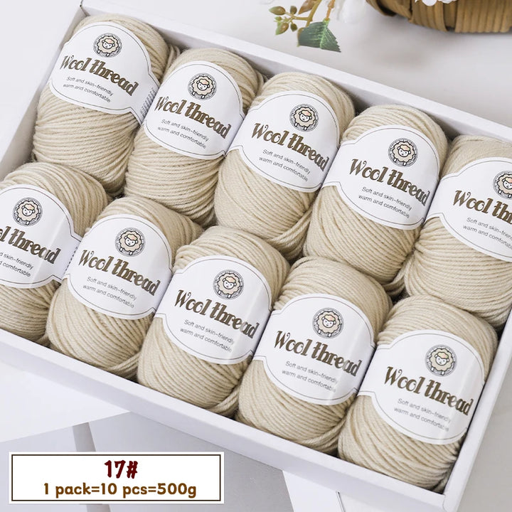 500g Fine Wool Knitting Yarn – Soft Handmade Yarn for Sweaters, Scarves, Hats & DIY Crafts (10 Skeins)