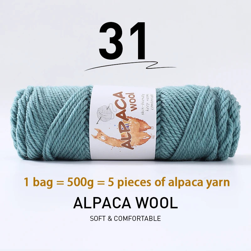 500g Thick Alpaca Wool Yarn Set (5 Skeins) – Soft Warm Knitting Yarn for Sweaters, Scarves, Hats & Winter Crafts