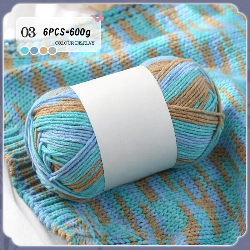 Colorful 6-Strand Gradient Yarn – Segment-Dyed Floral Pattern Yarn for Handmade Crafts