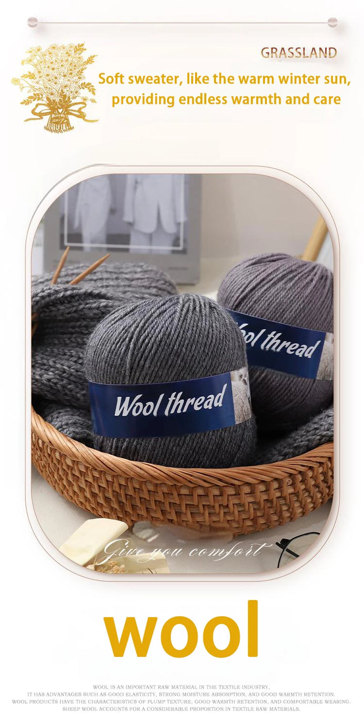 500g Fine Wool & Sheep Cashmere Yarn – Soft Warm Knitting Yarn (6 Pieces/Pack)