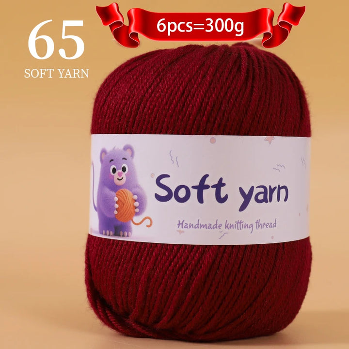 300g Soft Thin Yarn Balls – Lightweight Hand-Knitting Yarn for Sweaters, Hats, Scarves & DIY Crafts (6pcs Pack)
