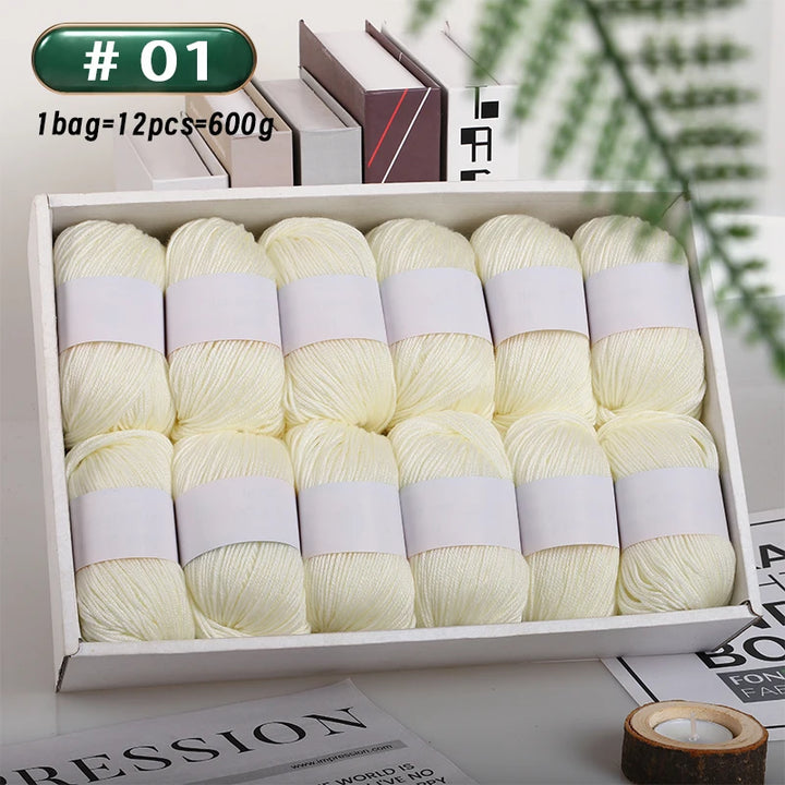 12-Piece Luxury Cashmere-Silk Yarn Set – Ultra-Soft Fluffy Yarn for Sweaters, Coats, Shawls & DIY Crafts (600g)