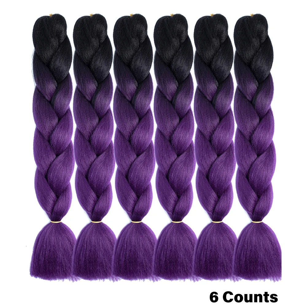 Rainbow Pre-Stretched Braiding Hair – Jumbo Box Braids High-Temperature Synthetic Extensions (6 Packs)