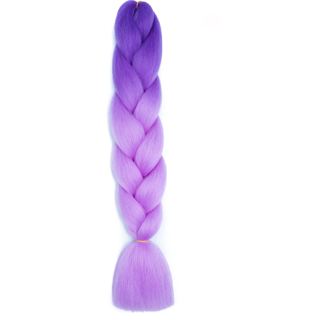 24 Inch Jumbo Box Braids Extensions – Synthetic Braiding Hair for Children (Pink, Purple, Yellow, Gray)