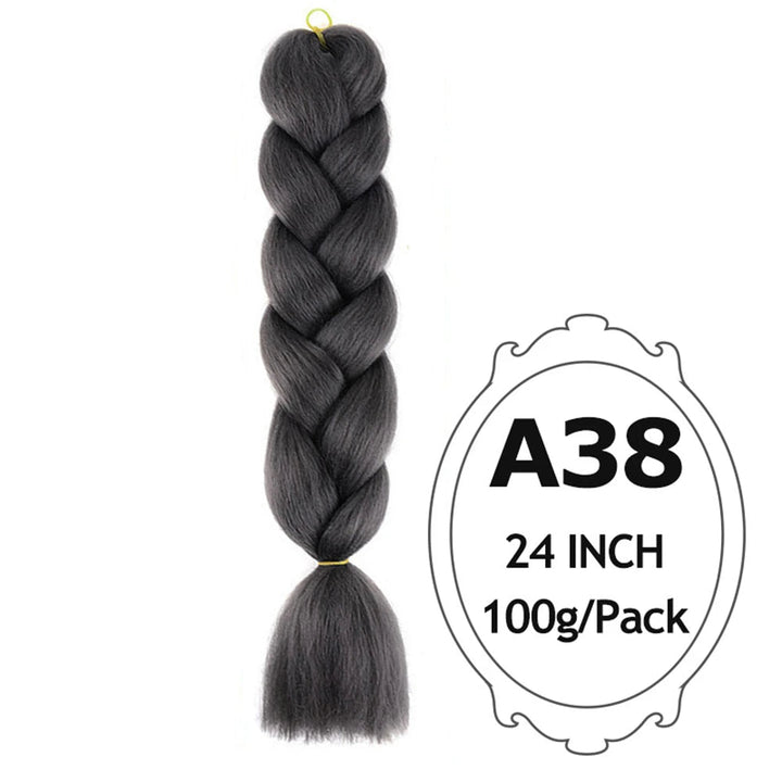 24" Pink Jumbo Braiding Hair – Yaki Texture Synthetic Bulk Extensions (Purple/Red/Green Options)