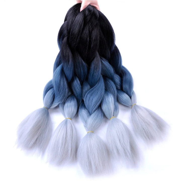 Ombre Braiding Hair 24 Inch – Colorful Jumbo Synthetic Braiding Hair Extensions for Women (Purple, Pink, White, Red, Blue)