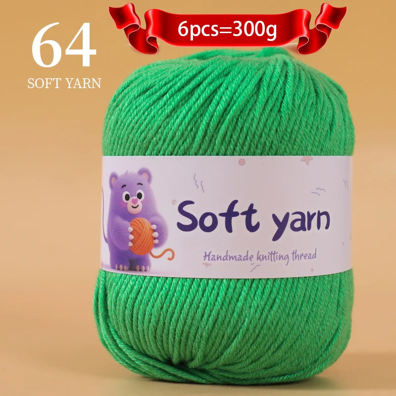 300g Soft Thin Yarn Balls – Lightweight Hand-Knitting Yarn for Sweaters, Hats, Scarves & DIY Crafts (6pcs Pack)