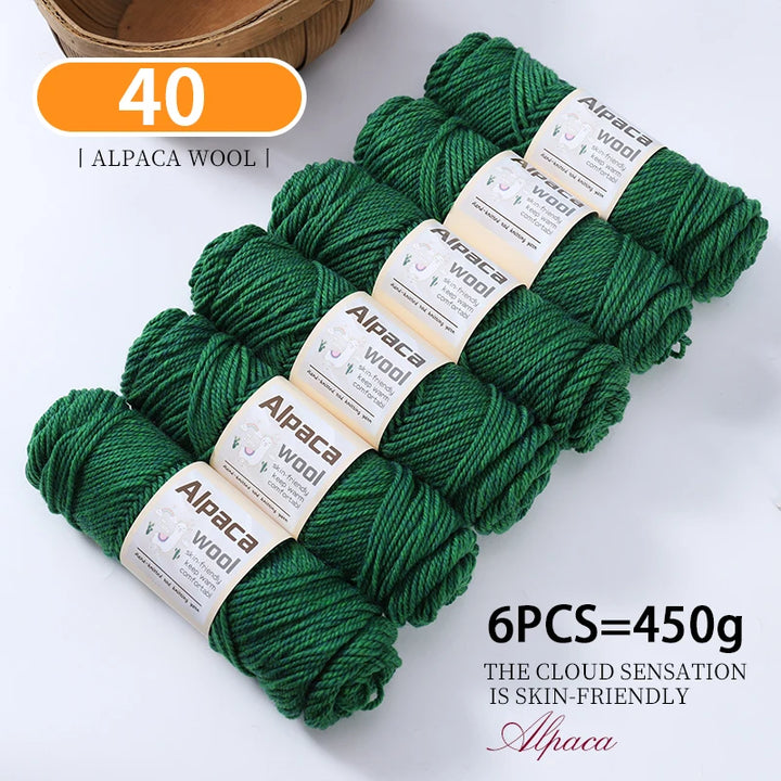 450g Alpaca Wool Yarn Set (6 Pieces) – Thick Knitting Yarn for Sweaters, Shawls, Hats & Winter Crafts