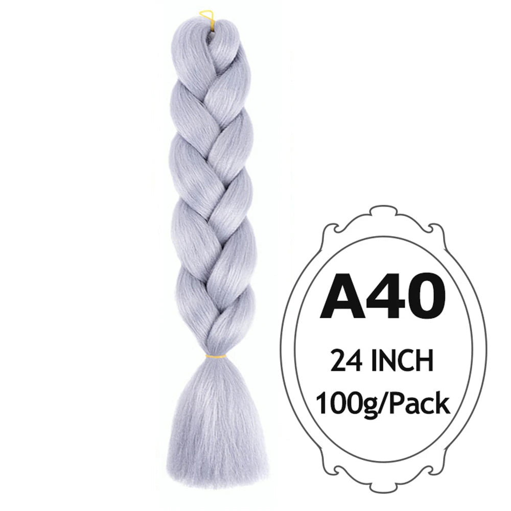 24" Pink Jumbo Braiding Hair – Yaki Texture Synthetic Bulk Extensions (Purple/Red/Green Options)