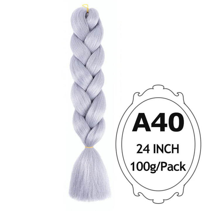 24" Pink Jumbo Braiding Hair – Yaki Texture Synthetic Bulk Extensions (Purple/Red/Green Options)