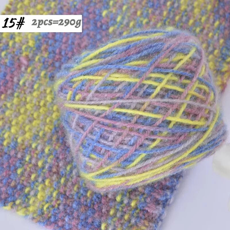 290g Colorful Gradient Imitation Squirrel Yarn – Thick Section-Dyed Yarn for Knitting & Crochet (2 Pcs/Pack)