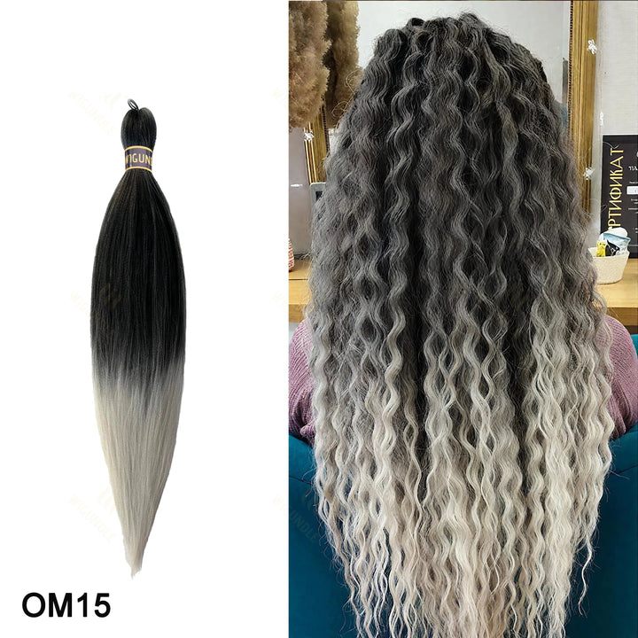 Wig with ombre gray to blonde color 
