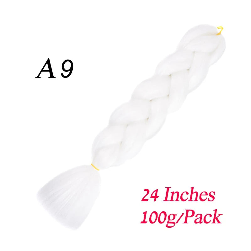 24 Inch Synthetic Ombre Jumbo Braiding Hair – DIY Braid Extensions for Women (Purple/Pink/Yellow/Red)