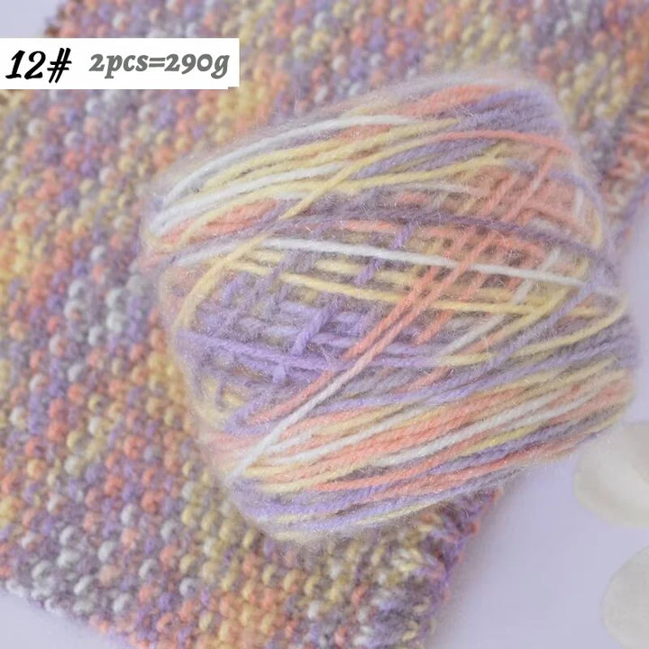 290g Colorful Gradient Imitation Squirrel Yarn – Thick Section-Dyed Yarn for Knitting & Crochet (2 Pcs/Pack)
