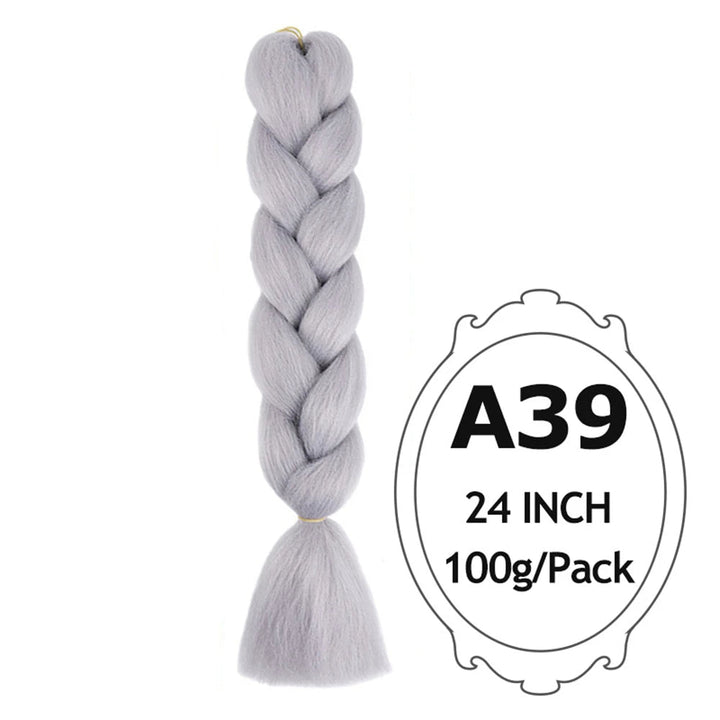 24" Pink Jumbo Braiding Hair – Yaki Texture Synthetic Bulk Extensions (Purple/Red/Green Options)