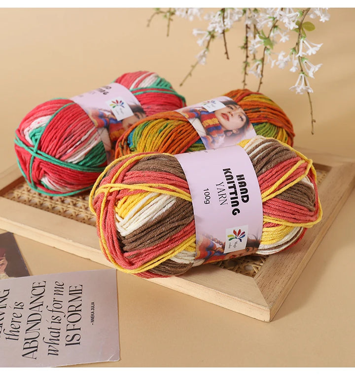 High-Quality 7-Strand Gradient Yarn – Medium-Thick Multi-Colored Yarn for Sweaters, Hats, Scarves & DIY Crafts