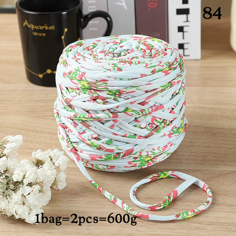 600g Large Polyester Fabric Yarn Set (2 Pieces) – Colorful Elastic Yarn for Bags, Slippers & DIY Crafts