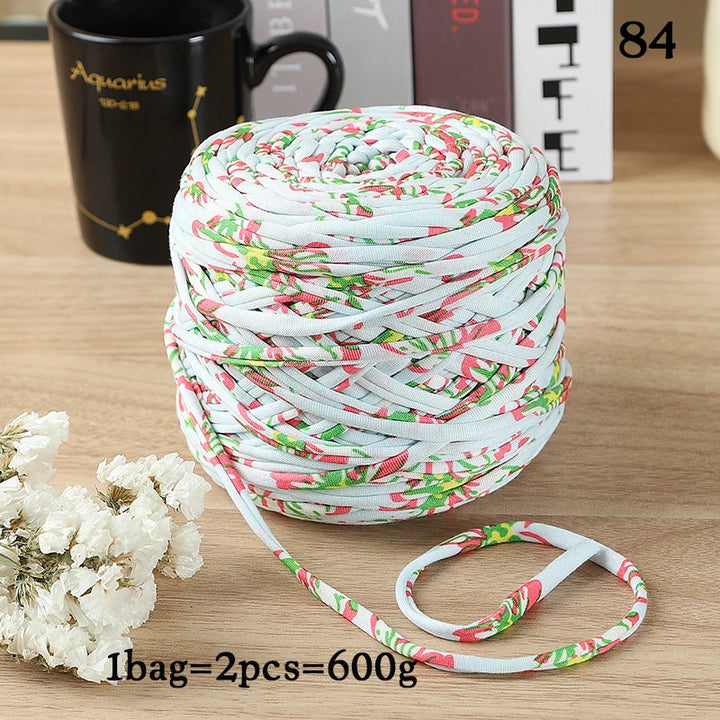 600g Large Polyester Fabric Yarn Set (2 Pieces) – Colorful Elastic Yarn for Bags, Slippers & DIY Crafts