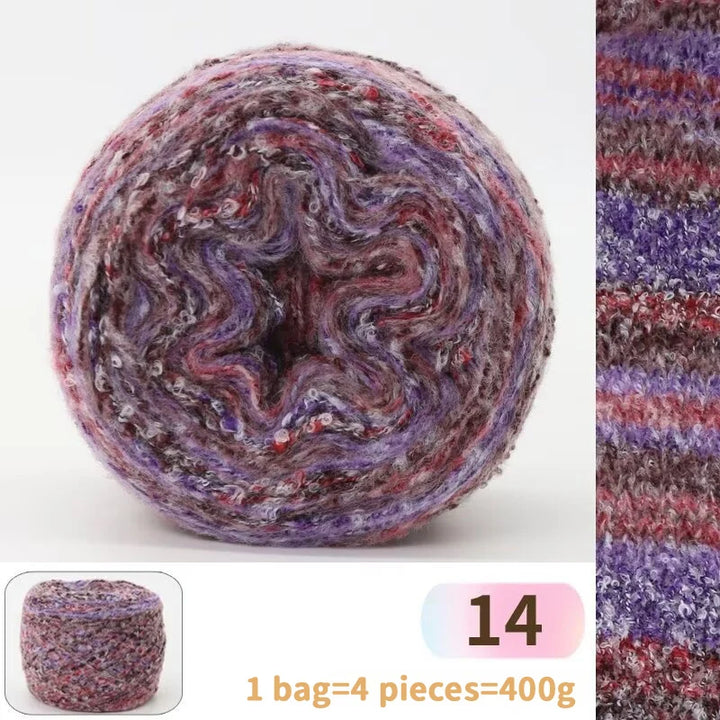 400g Rainbow Oil Painting Gradient Wool Yarn (4 Balls) – Long Color Gradient Yarn for Sweaters, Hats & Scarves