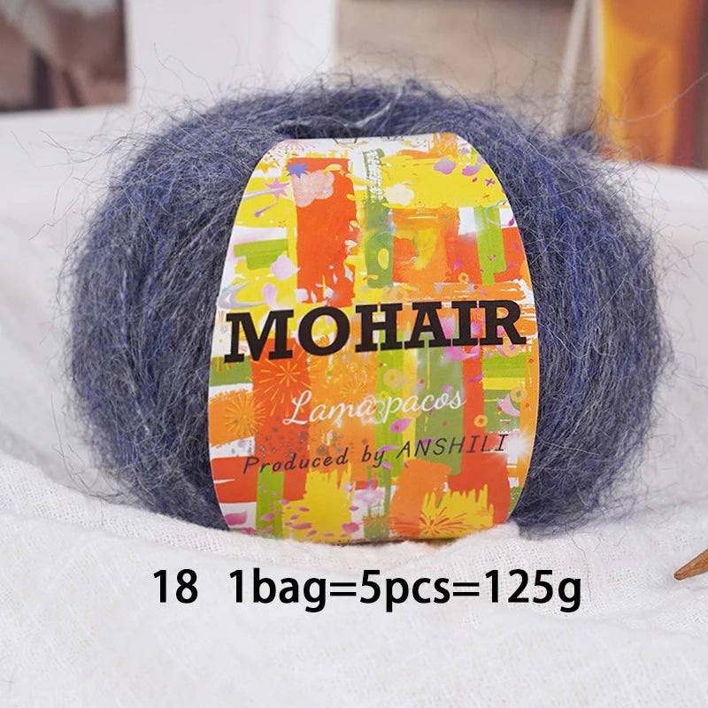 Colorful Long-Haired Mohair Yarn – Gradient Dyed Soft Knitting Yarn for Sweaters, Scarves, Hats & DIY Crafts