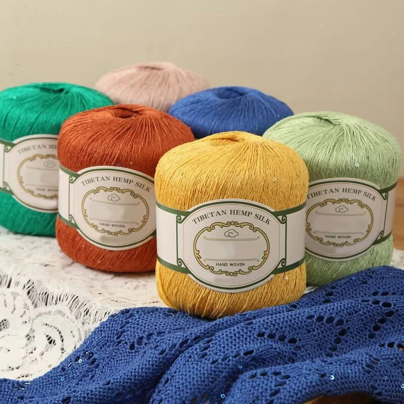 200g Cotton Linen Lace Sequin Yarn – Handwoven Crochet Yarn for Summer Shawls & Hats