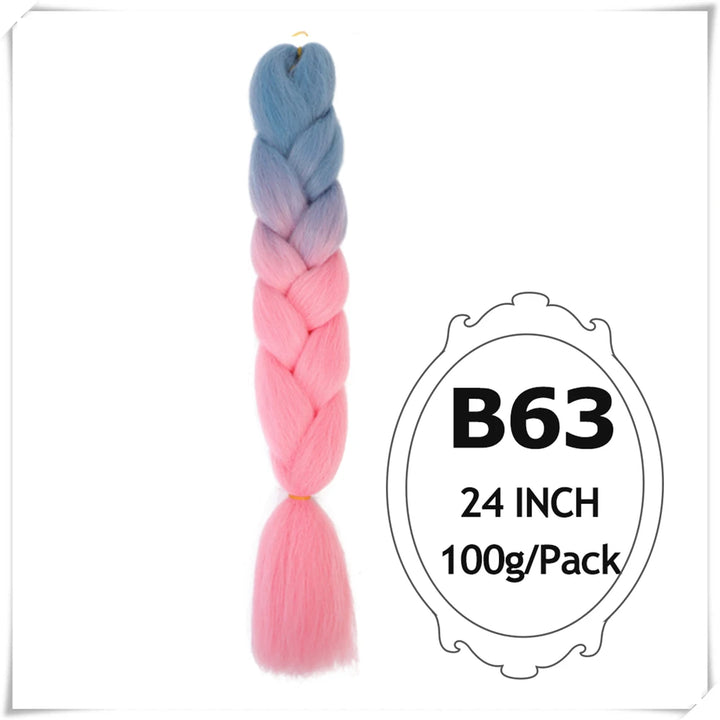 Pre-Stretched Jumbo Braiding Hair – 24 Inch Ombre Purple Synthetic Crochet Extensions for Women