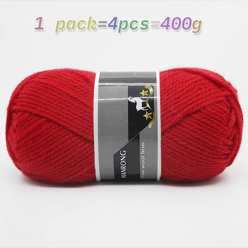 400g Thick Alpaca Wool Yarn – Chunky Knitting Yarn for Sweaters, Scarves, Hats & Coats (4 Skeins Pack)