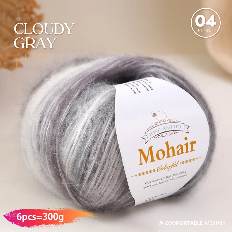 300g Rainbow Gradient Yarn Balls – Colorful Knitting Yarn for Tops, Scarves & DIY Crafts (6 Pieces/Pack)