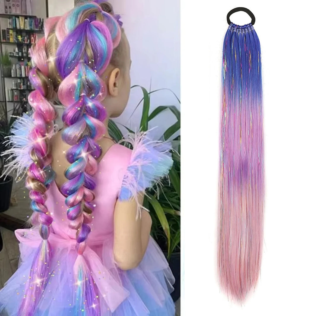 Purple, Pink & White 3-Tone Ombre Braiding Hair – Straight Jumbo Braids with Tinsel, Festival & Rave Hair Extensions for Girls (Crazy Hair Day)