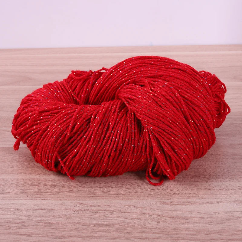 190g Colorful Gold Silk Acrylic Yarn – Medium Thick Shiny DIY Weaving Yarn