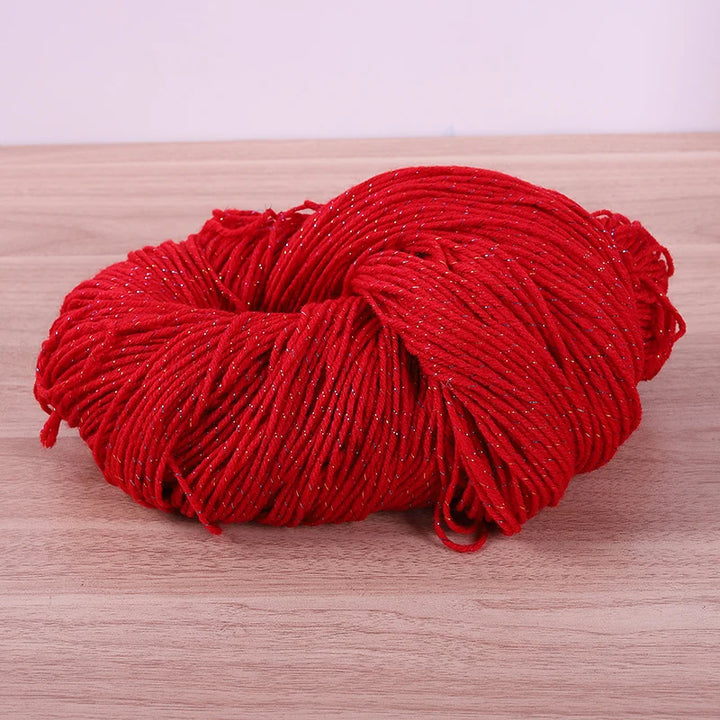 190g Colorful Gold Silk Acrylic Yarn – Medium Thick Shiny DIY Weaving Yarn