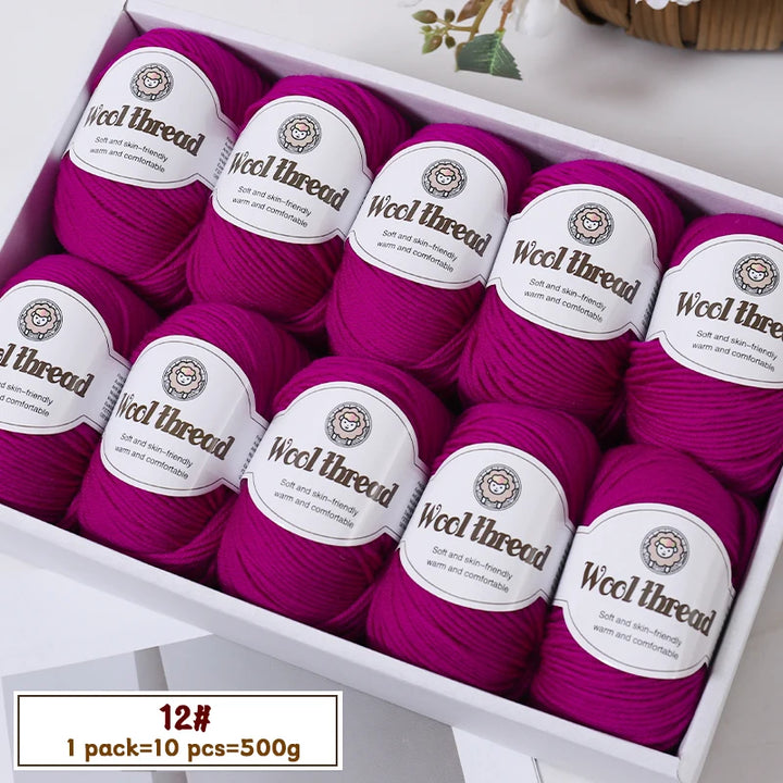 500g Fine Wool Knitting Yarn – Soft Handmade Yarn for Sweaters, Scarves, Hats & DIY Crafts (10 Skeins)
