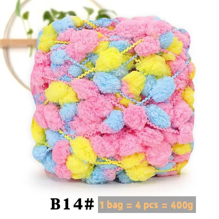 Super Soft Bean Yarn – Plush Polyester Chunky Yarn for Blankets, Cushions, Hats & DIY Crafts (400g, 4pcs Pack)