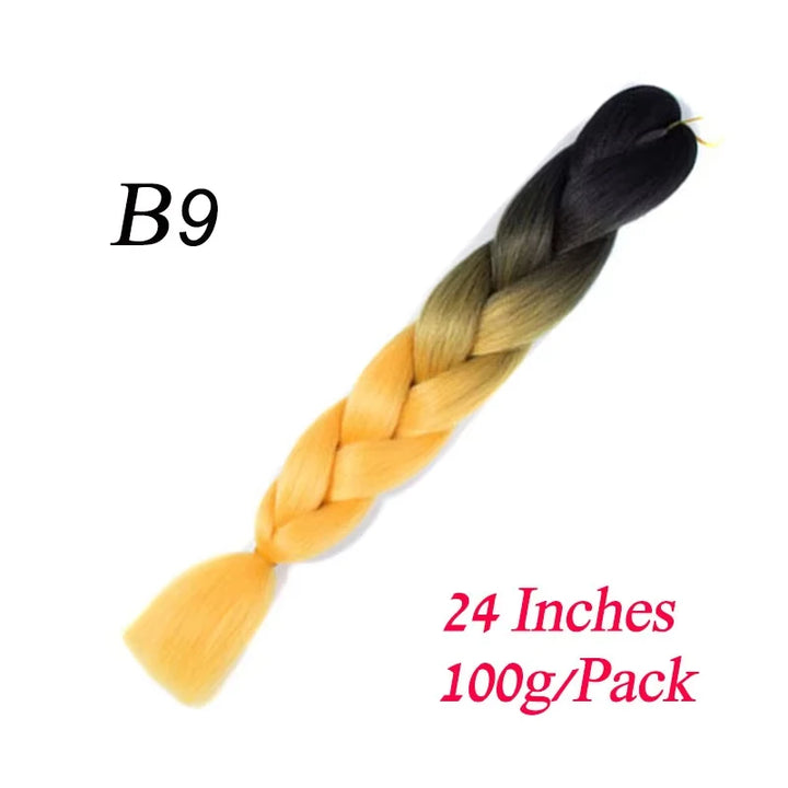 24 Inch Synthetic Ombre Jumbo Braiding Hair – DIY Braid Extensions for Women (Purple/Pink/Yellow/Red)