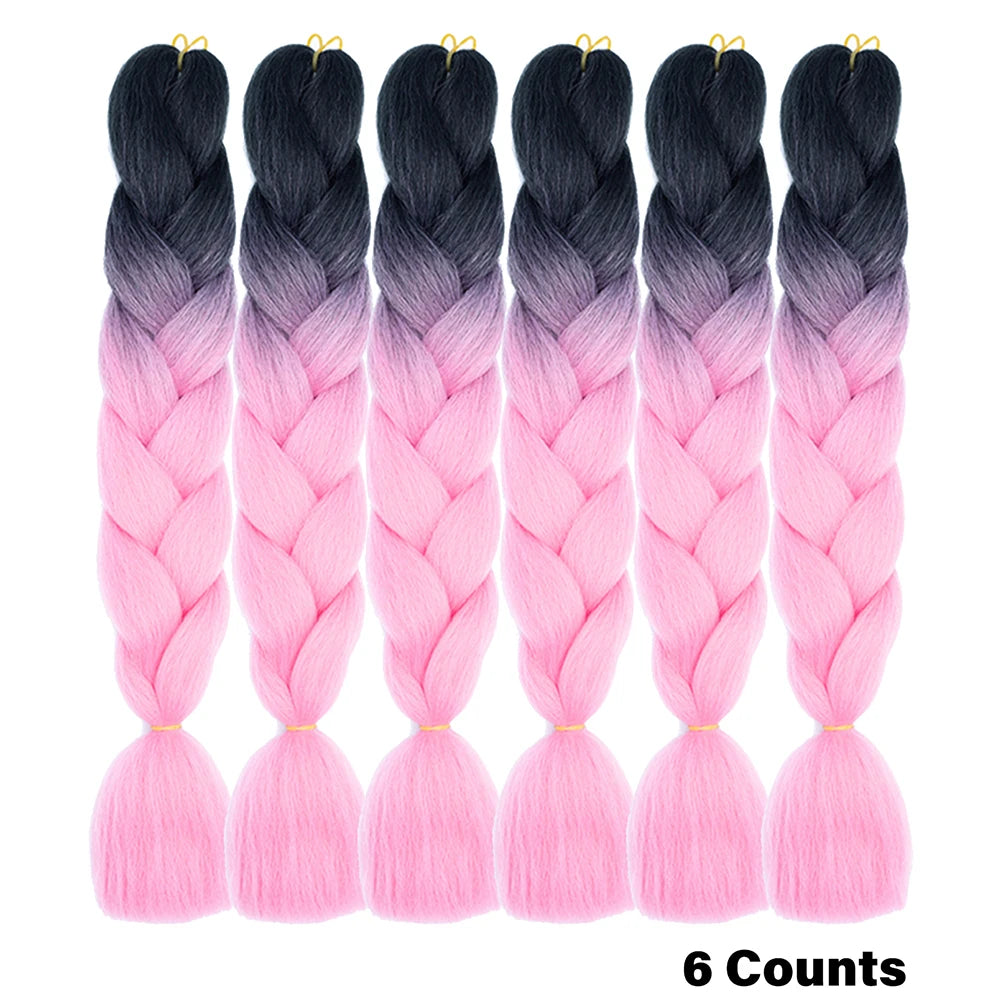 Rainbow Pre-Stretched Braiding Hair – Jumbo Box Braids High-Temperature Synthetic Extensions (6 Packs)