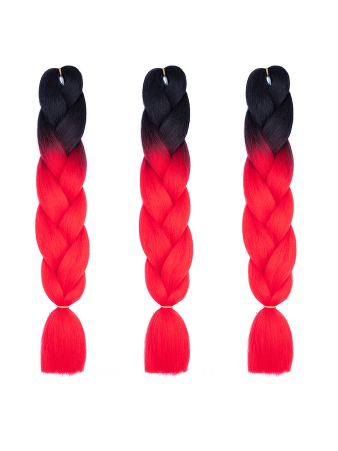 3 Packs 24 Inch Rainbow Braiding Hair Extensions – Ombre Synthetic Jumbo Braid Hair for Crochet Braids (Rose Red)