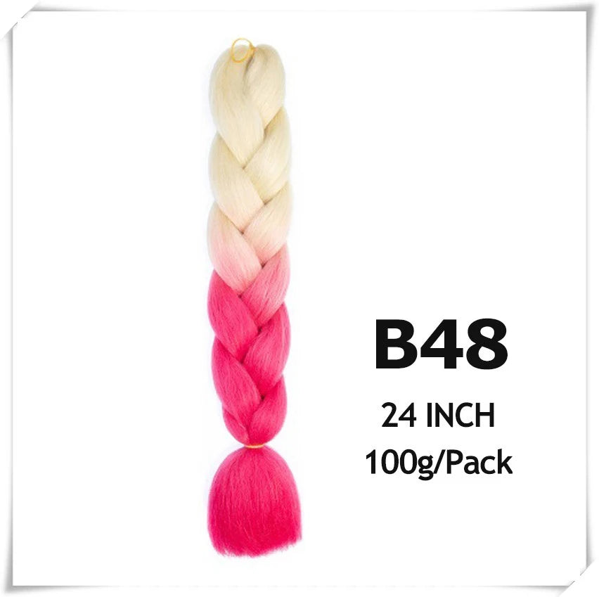 Pre-Stretched Jumbo Braiding Hair – 24 Inch Ombre Purple Synthetic Crochet Extensions for Women