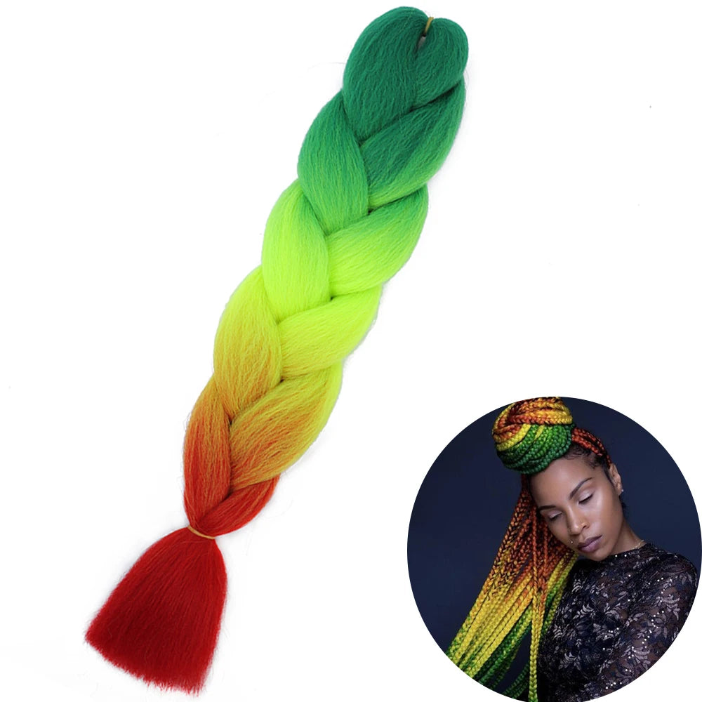 24 Inch Synthetic Jumbo Braiding Hair – Heat Resistant Ombre Extensions