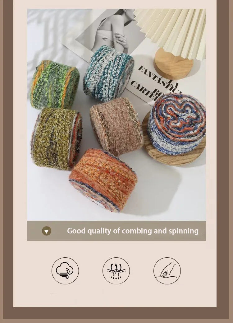 200g Oil Painting Gradient Mohair Wool Yarn (2 Pieces) – Colorful Rainbow Yarn for Sweaters, Coats, Hats & Scarves