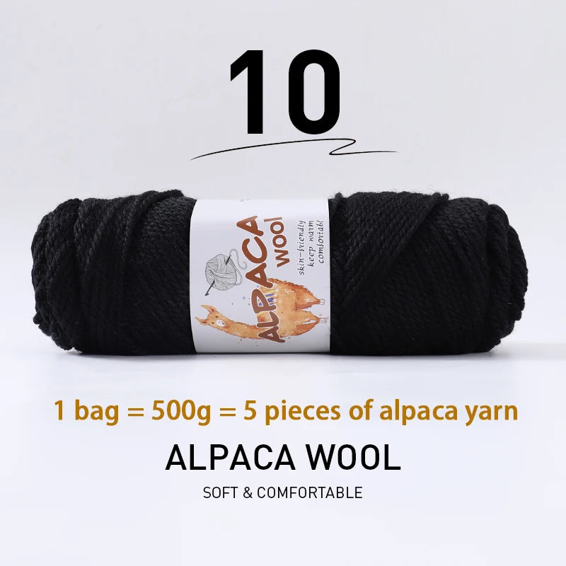 500g Thick Alpaca Wool Yarn Set (5 Skeins) – Soft Warm Knitting Yarn for Sweaters, Scarves, Hats & Winter Crafts