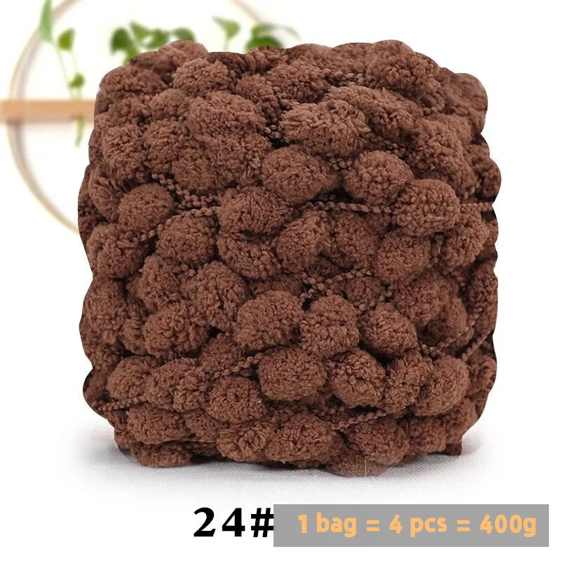Super Soft Bean Yarn – Plush Polyester Chunky Yarn for Blankets, Cushions, Hats & DIY Crafts (400g, 4pcs Pack)