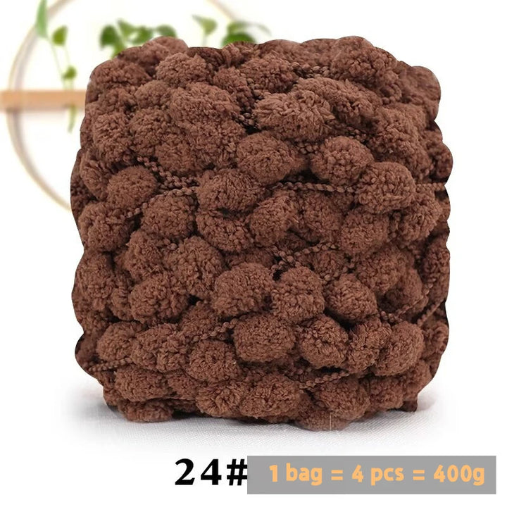 Super Soft Bean Yarn – Plush Polyester Chunky Yarn for Blankets, Cushions, Hats & DIY Crafts (400g, 4pcs Pack)
