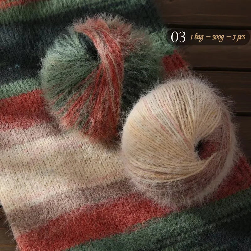 300g Xuebao Gradient Plush Yarn (3 Pieces) – Soft Warm Knitting Yarn for Scarves, Hats, Gloves & Blankets