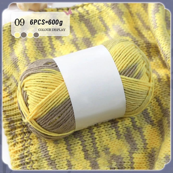 Colorful 6-Strand Gradient Yarn – Segment-Dyed Floral Pattern Yarn for Handmade Crafts