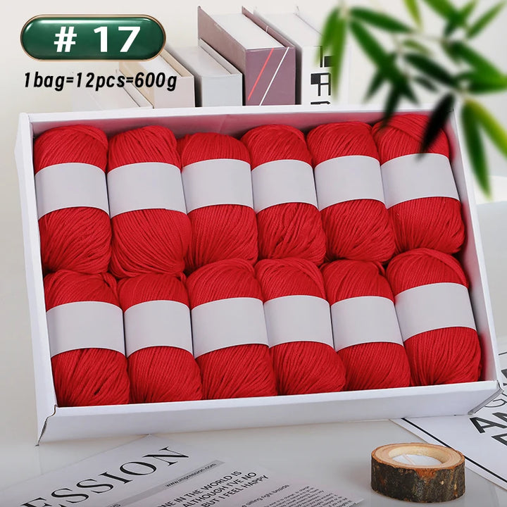 12-Piece Luxury Cashmere-Silk Yarn Set – Ultra-Soft Fluffy Yarn for Sweaters, Coats, Shawls & DIY Crafts (600g)