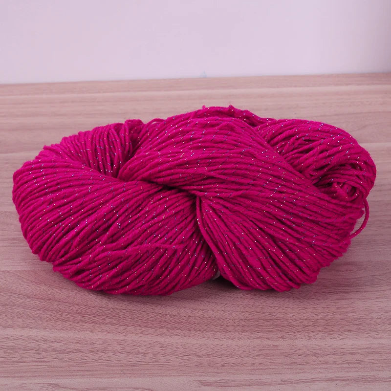 190g Colorful Gold Silk Acrylic Yarn – Medium Thick Shiny DIY Weaving Yarn