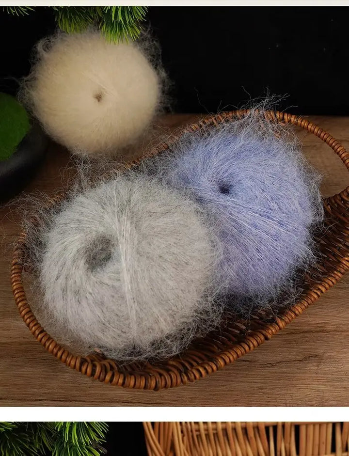 300g Long-Hair Alpaca Mohair Yarn Set (6 Pieces) – Soft Fluffy Knitting Yarn for Sweaters, Shawls & Winter Clothing