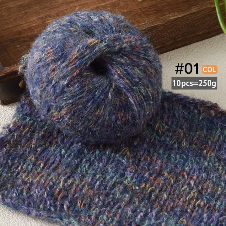 250g Colorful Mohair Alpaca Yarn Set (10 Pieces) – Soft Medium-Thick Yarn for Sweaters, Coats, Shawls & DIY Crafts