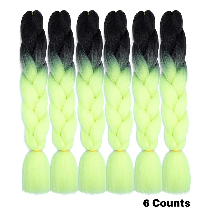 Ombre Crochet Braiding Hair – 6 Packs Synthetic Colorful Extensions for Women & Girls | High-Temperature Fiber
