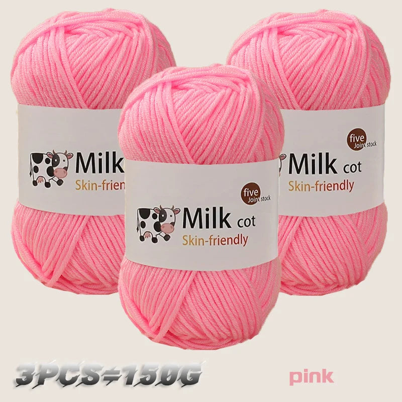 150g Medium-Coarse Milk Cotton Yarn – Soft Crochet & Knitting Yarn for Sweaters, Hats, Scarves & DIY Crafts